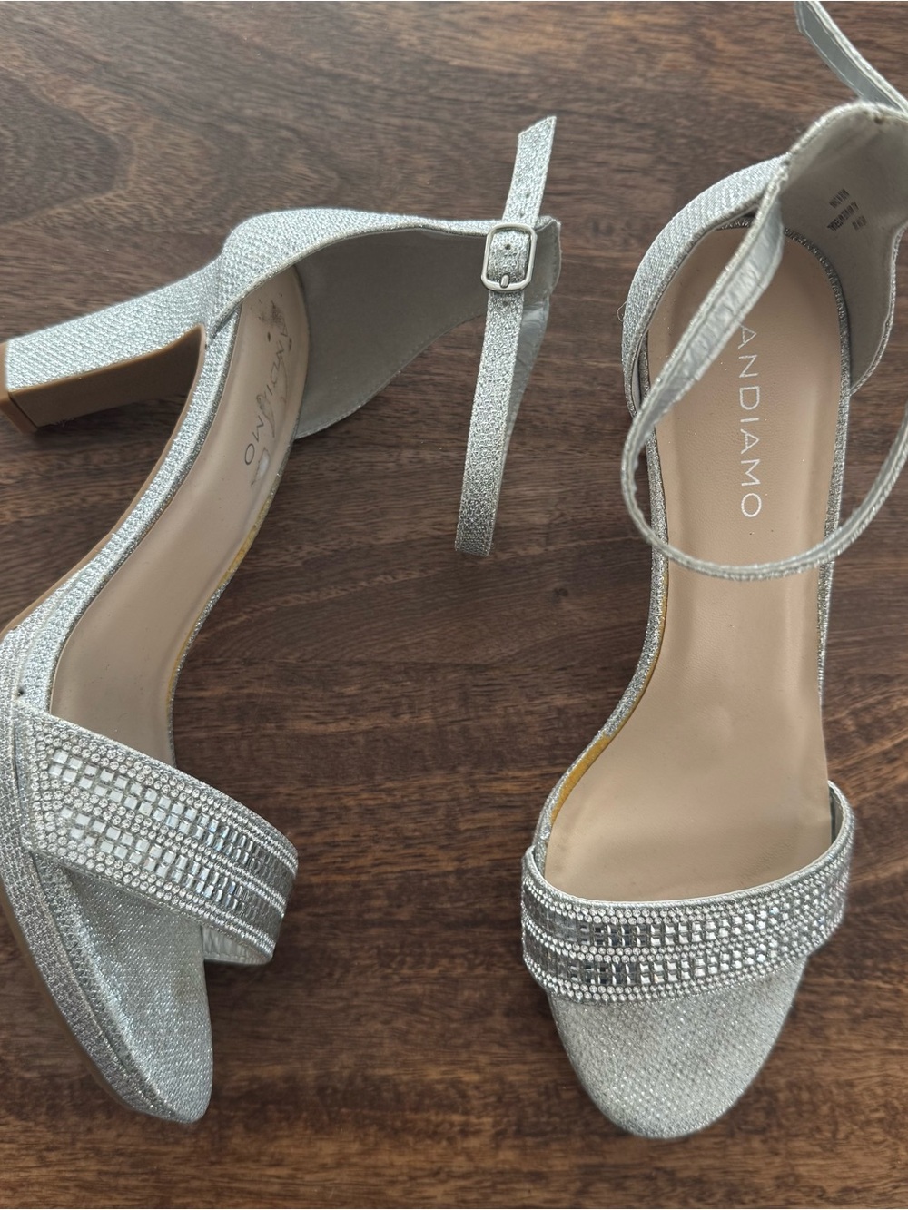 Andiamo strappy silver heels size 8.5 m